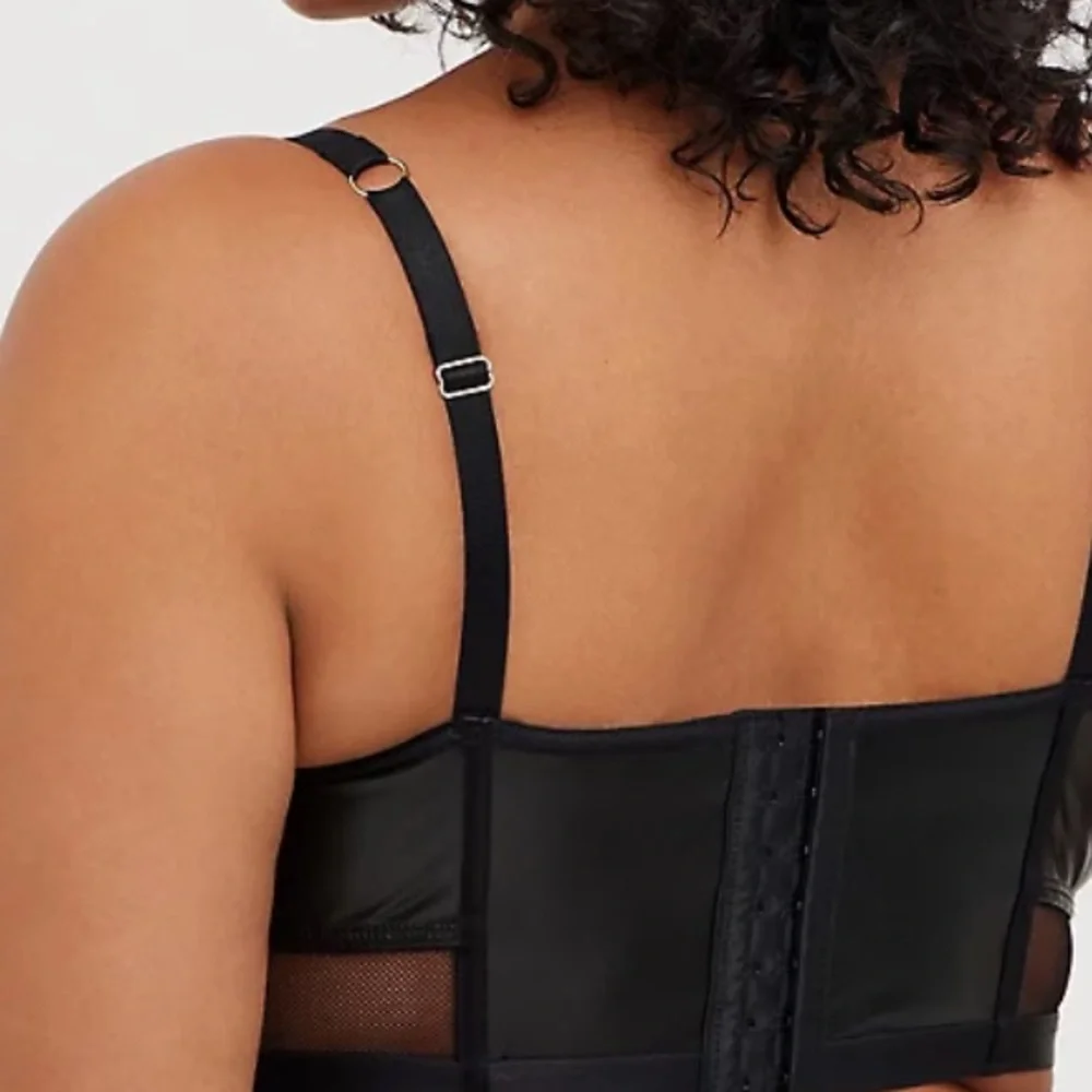 Torrid Black Faux Leather & Mesh Bralette, Sizes 0X, 3X, 4X - Picture 4 of 6